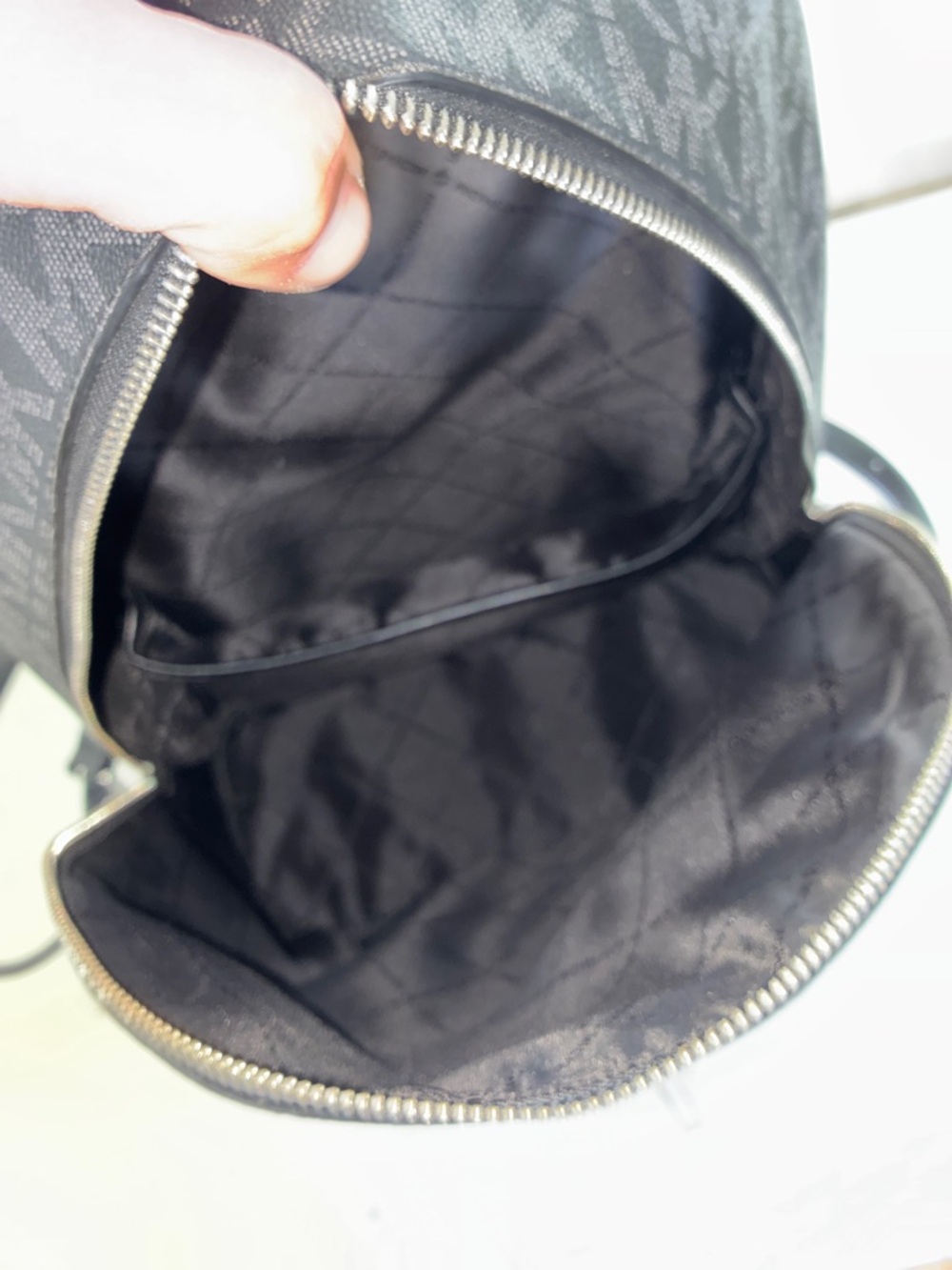 Michael Kors Black and Gray Signature MK Backpack - Picture 10 of 12